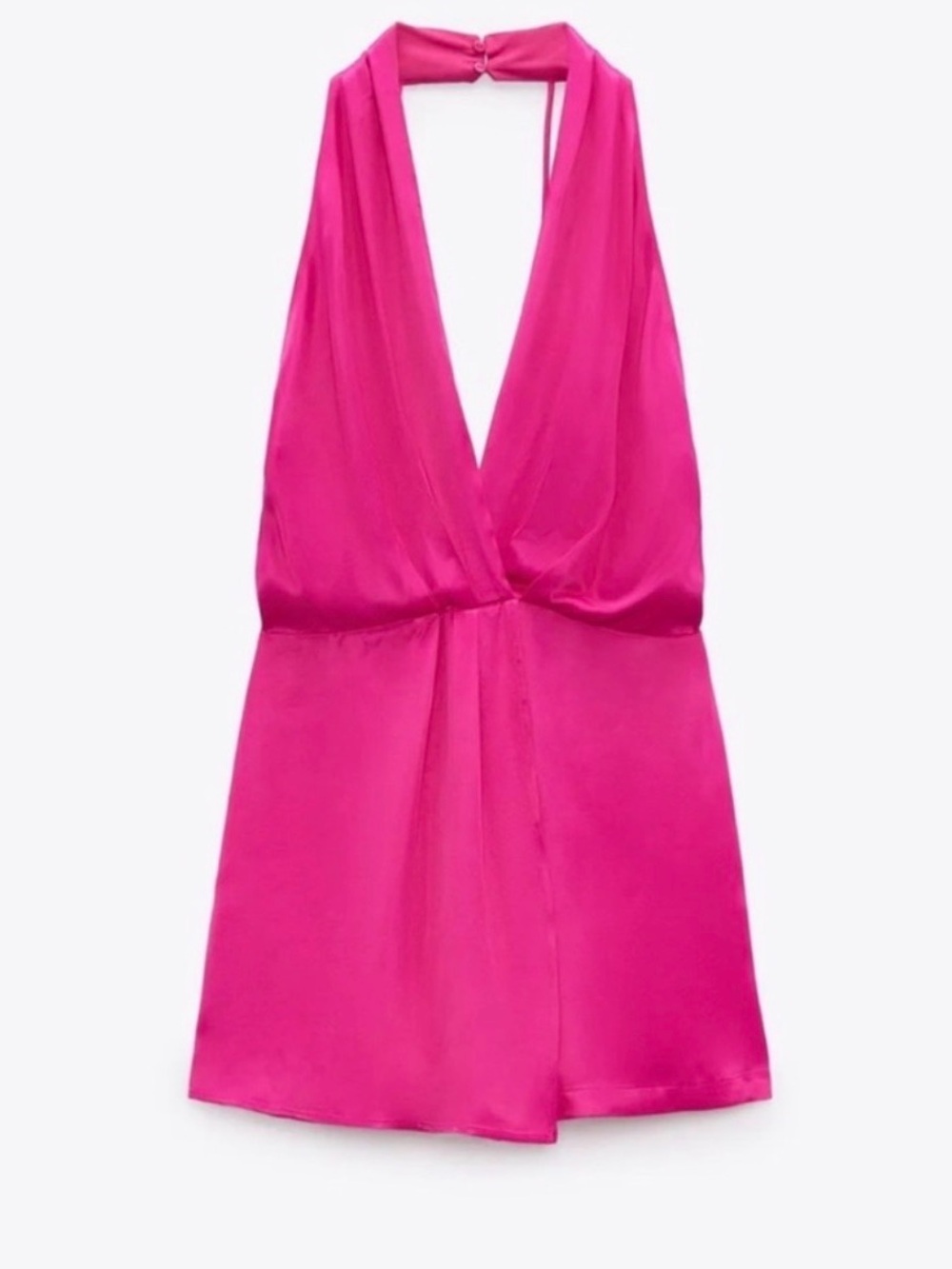 Zara Hot Pink Satin Halter Romper